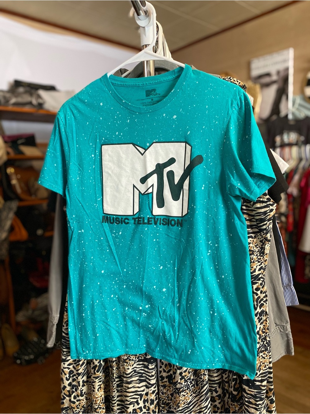 MTV Teal Splatter Logo Short Sleeve Tee